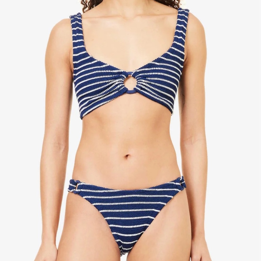 NWT Hunza g Hallie bikini stripe in navy/white